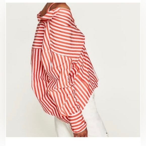 NWT Zara Woman MULTI-POSITION SHIRT- Striped Size M - Picture 2 of 10